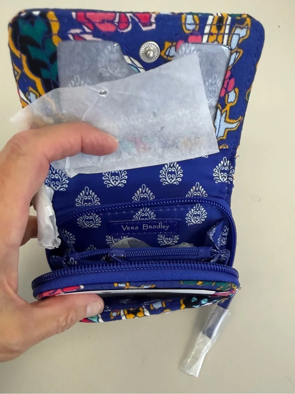 Like New Vera Bradley Iconic RFID Card Case, Romantic Paisley Quilted Pattern